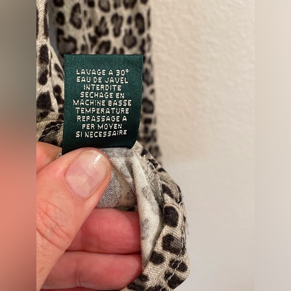 Ralph Lauren Women’s Vintage Leopard Print Long‎ Sleeve Rayon Top Size L - Picture 6 of 6